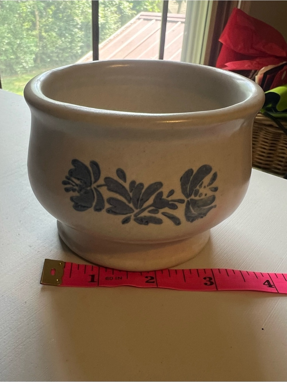 Vintage Pfaltzgraff Yorktown White Ceramic Sugar Bowl with Blue Floral Band